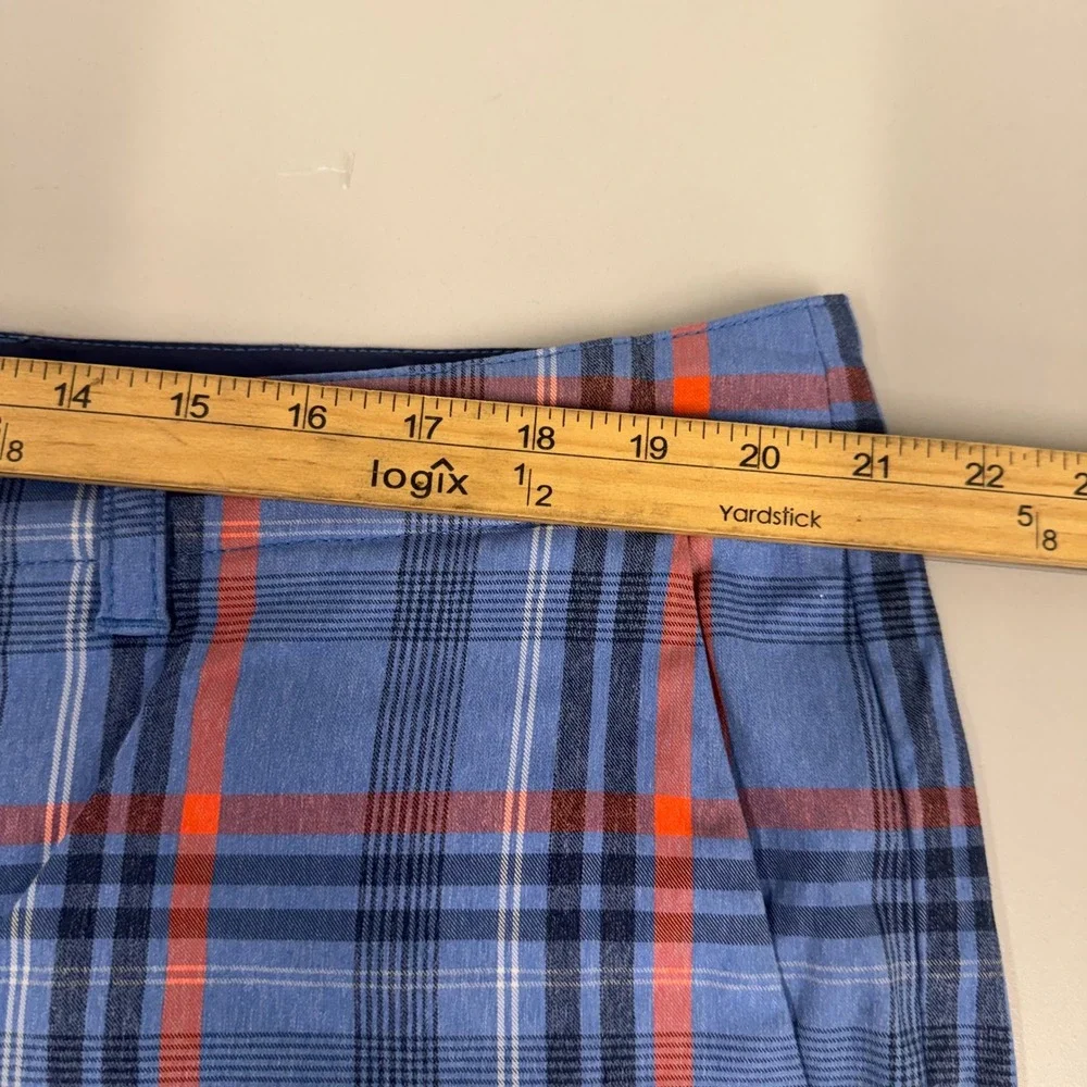 Tommy Bahama‎ Plaid Performance Shorts Mens 40 Blue Orange Stretch Marlin Logo
